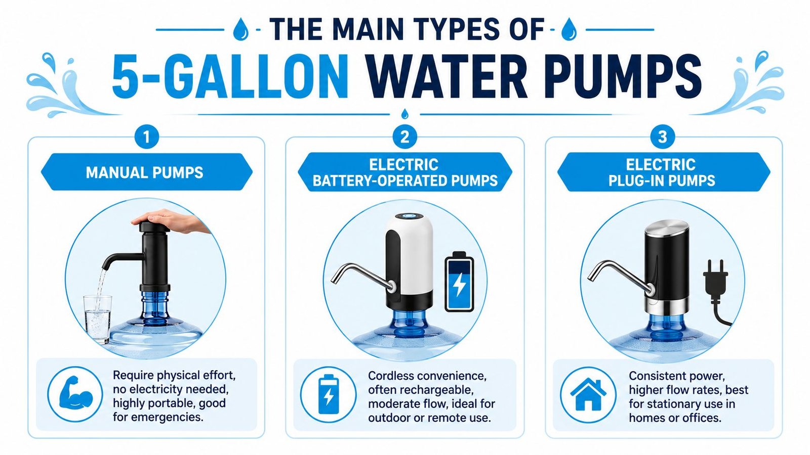 The Main Types of 5-Gallon Water Pumps